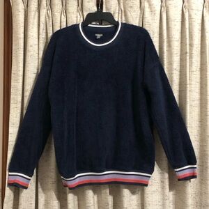 Aerie Navy Crewneck Striped Trim Sweatshirt - Medium